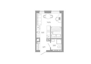 Студия квартира, вторичка, 27м2, 17/18 этаж