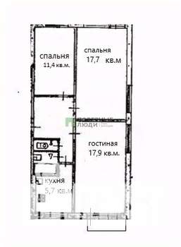 3-к квартира, вторичка, 65м2, 4/5 этаж