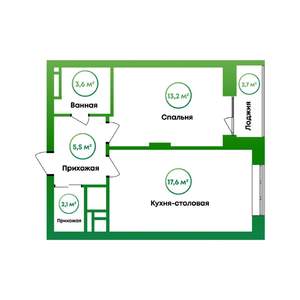 1-к квартира, вторичка, 43м2, 15/16 этаж