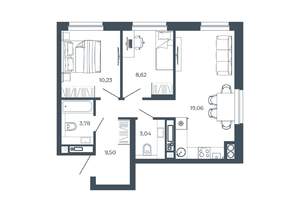 2-к квартира, вторичка, 54м2, 25/26 этаж