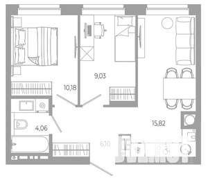 2-к квартира, вторичка, 45м2, 8/18 этаж