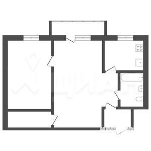 2-к квартира, вторичка, 43м2, 4/5 этаж