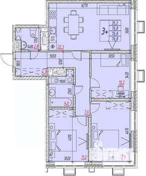 4-к квартира, вторичка, 77м2, 4/25 этаж