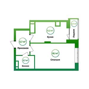 1-к квартира, вторичка, 40м2, 8/16 этаж