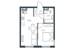1-к квартира, вторичка, 43м2, 13/30 этаж