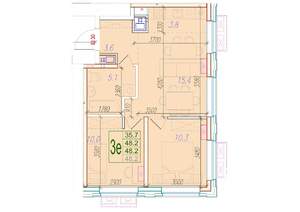 3-к квартира, вторичка, 48м2, 4/24 этаж