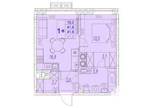1-к квартира, вторичка, 42м2, 4/17 этаж