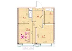 2-к квартира, вторичка, 34м2, 4/24 этаж