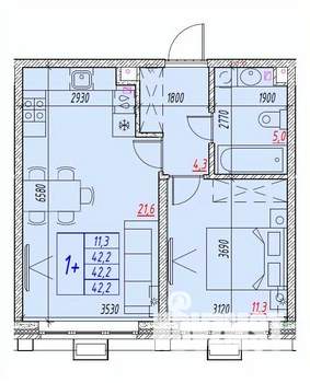 2-к квартира, вторичка, 42м2, 3/25 этаж