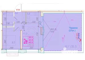 2-к квартира, вторичка, 46м2, 21/24 этаж