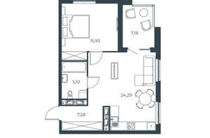 1-к квартира, вторичка, 60м2, 29/30 этаж