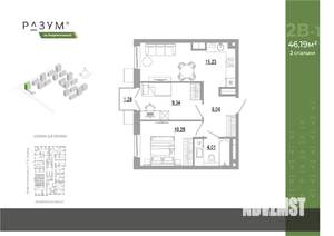2-к квартира, вторичка, 46м2, 9/18 этаж