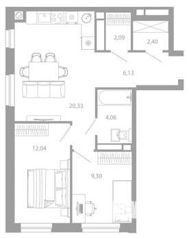 2-к квартира, вторичка, 56м2, 7/26 этаж