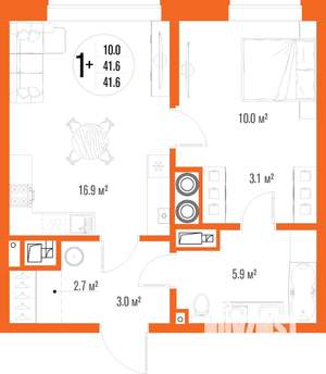 1-к квартира, вторичка, 42м2, 8/17 этаж