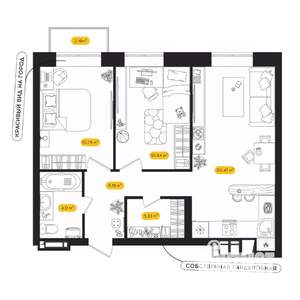 2-к квартира, вторичка, 56м2, 4/24 этаж