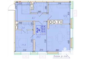 2-к квартира, вторичка, 72м2, 8/18 этаж