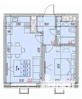2-к квартира, вторичка, 41м2, 24/25 этаж