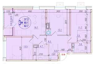 3-к квартира, вторичка, 83м2, 4/18 этаж