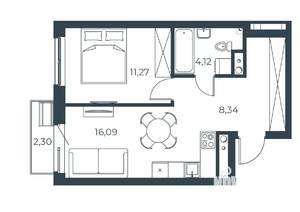 1-к квартира, вторичка, 42м2, 5/21 этаж