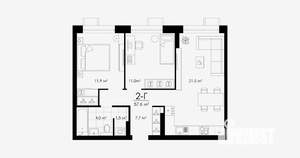 2-к квартира, вторичка, 58м2, 2/23 этаж