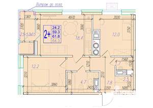 2-к квартира, вторичка, 62м2, 4/18 этаж