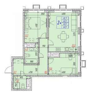 3-к квартира, вторичка, 63м2, 24/25 этаж