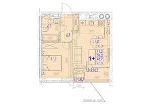 1-к квартира, вторичка, 41м2, 10/17 этаж