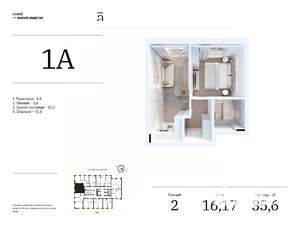1-к квартира, вторичка, 36м2, 16/25 этаж