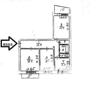 3-к квартира, вторичка, 66м2, 9/9 этаж