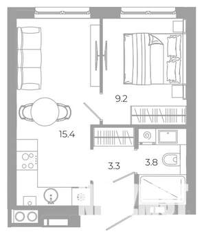 1-к квартира, вторичка, 32м2, 20/25 этаж