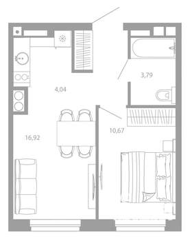 1-к квартира, вторичка, 35м2, 22/26 этаж