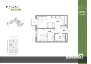 1-к квартира, вторичка, 36м2, 17/18 этаж