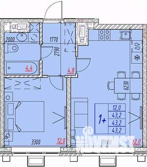 2-к квартира, вторичка, 43м2, 5/25 этаж