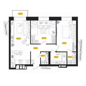 2-к квартира, вторичка, 61м2, 22/24 этаж