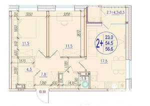 2-к квартира, вторичка, 57м2, 6/18 этаж