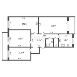 4-к квартира, вторичка, 76м2, 2/5 этаж