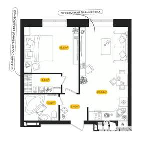 1-к квартира, вторичка, 45м2, 2/24 этаж