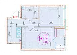 1-к квартира, вторичка, 44м2, 3/25 этаж
