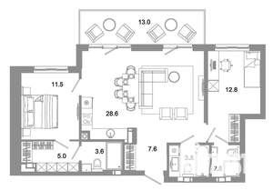2-к квартира, вторичка, 89м2, 1/25 этаж