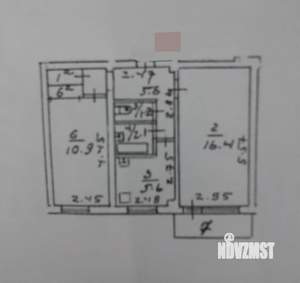 2-к квартира, вторичка, 44м2, 5/5 этаж