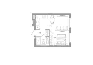 1-к квартира, вторичка, 34м2, 25/25 этаж