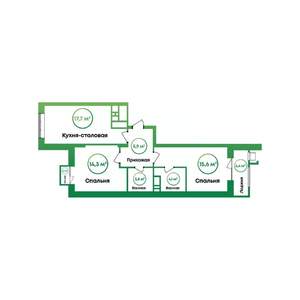 2-к квартира, вторичка, 65м2, 3/16 этаж