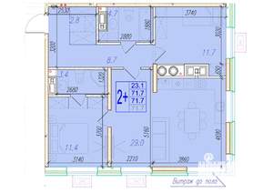 2-к квартира, вторичка, 72м2, 14/18 этаж