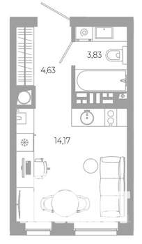 Студия квартира, вторичка, 23м2, 8/18 этаж