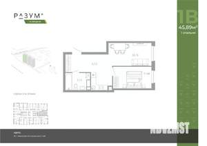 1-к квартира, вторичка, 46м2, 3/26 этаж