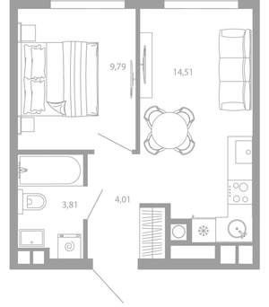 1-к квартира, вторичка, 32м2, 3/26 этаж