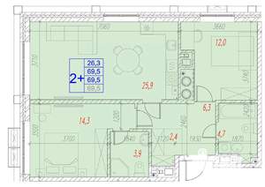 2-к квартира, вторичка, 70м2, 2/17 этаж
