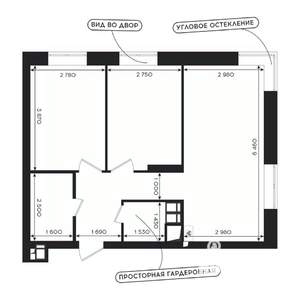 2-к квартира, вторичка, 53м2, 9/24 этаж