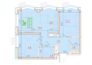 3-к квартира, вторичка, 53м2, 21/24 этаж