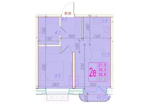 2-к квартира, вторичка, 36м2, 13/24 этаж